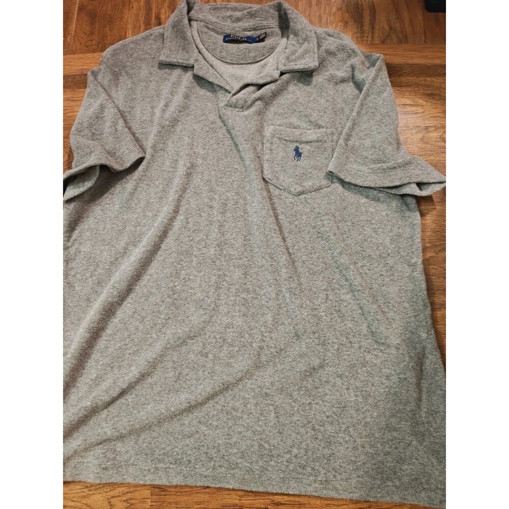 Polo Ralph Lauren Thick Terry Cloth Shirt Mens Large Grey Pony Golf Preppy